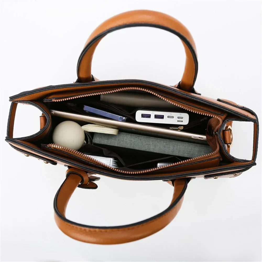 Rechteckige Schultertasche aus Leder