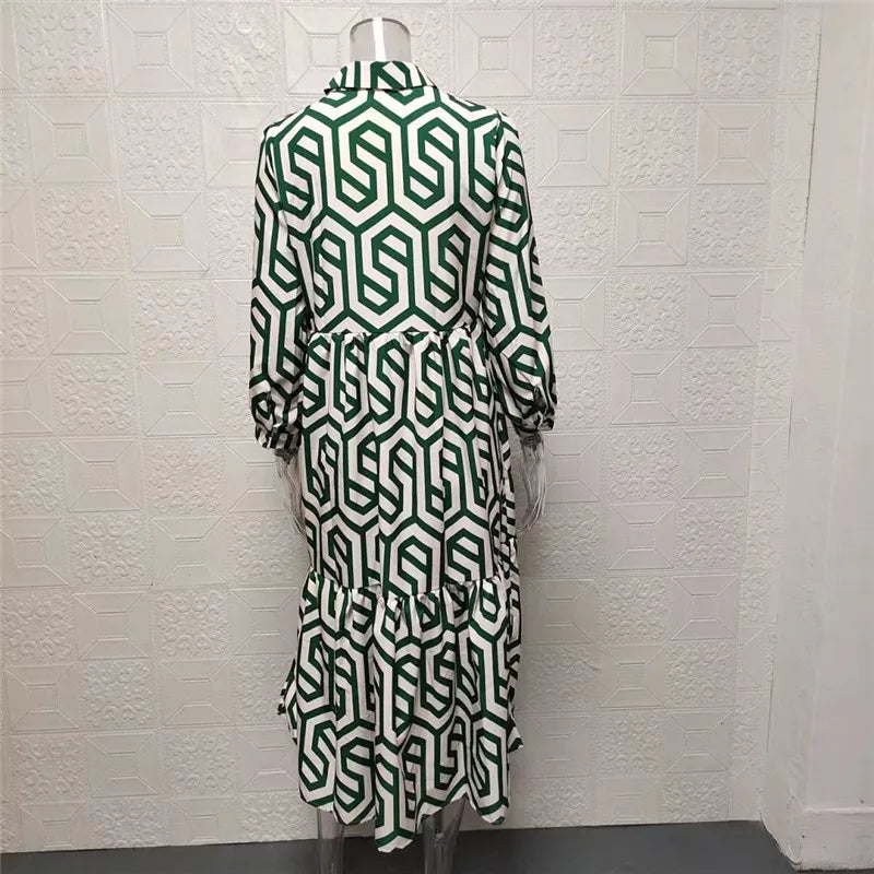 Robe à manches longues à motifs géométriques