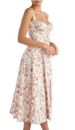 Robe bustier florale à taille moyenne