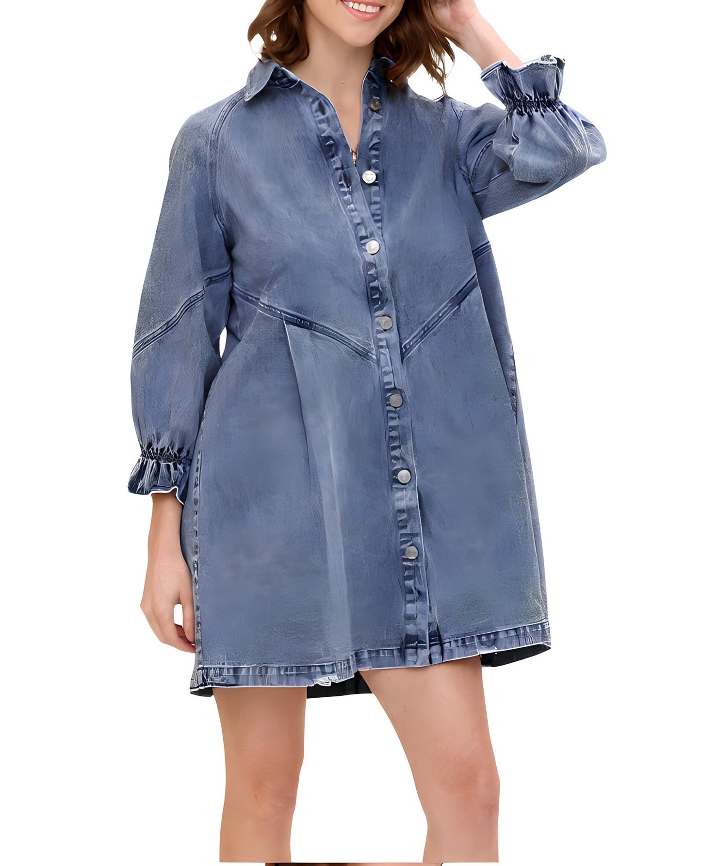 Robe en denim à manches longues