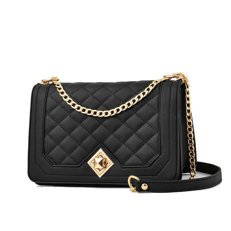 Muster Mode Damen Tasche Beliebte Ketten Kleine Quadratische Taschen für Frauen Business Klassische Schulter Crossbody Tasche Schwarz