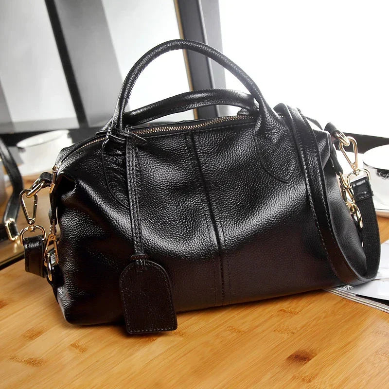 Texturierte Leder Schulterhandtasche