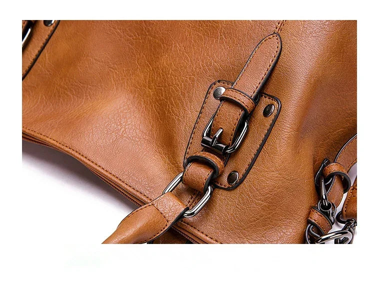Große Kapazität Vintage Weiche Lederhandtasche mit Schultergurt