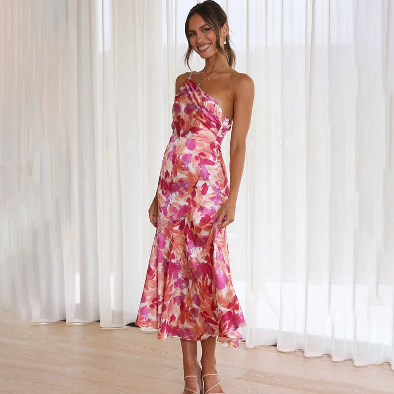 Robe Cripes asymétrique à imprimé floral