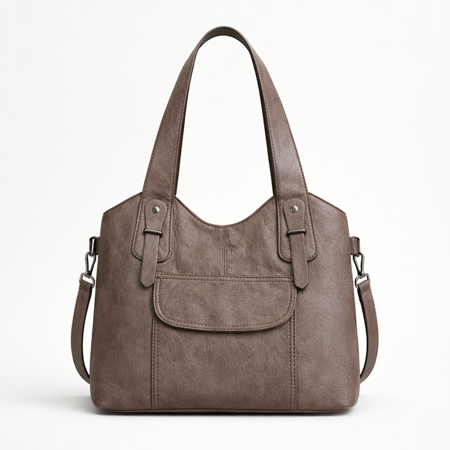 Große vegane Rindsledertasche, Schultertasche
