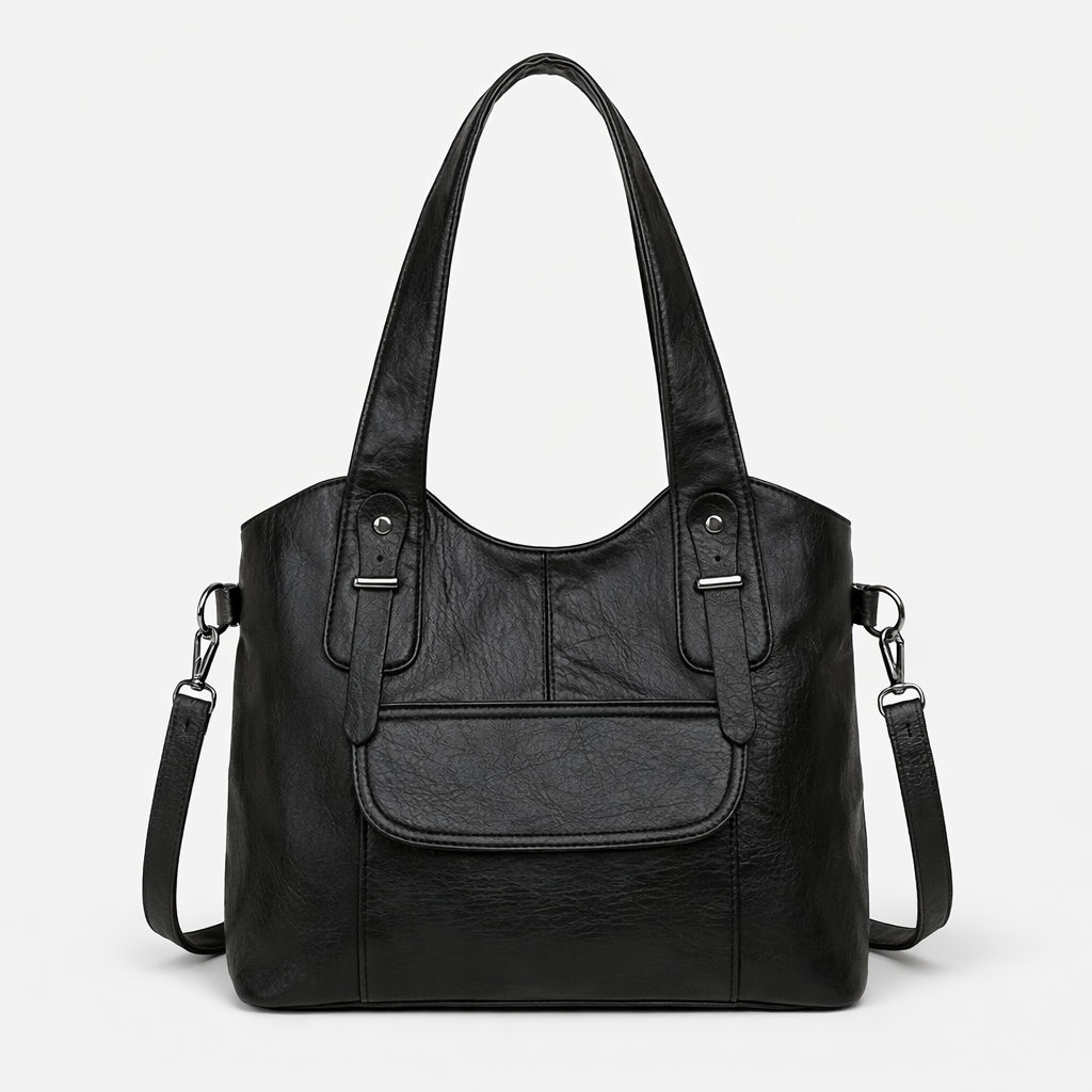 Große vegane Rindsledertasche, Schultertasche