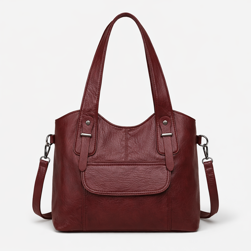 Große vegane Rindsledertasche, Schultertasche