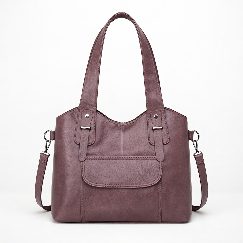 Große vegane Rindsledertasche, Schultertasche