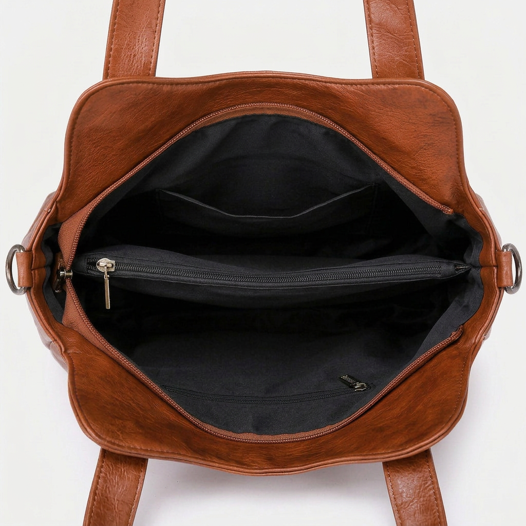 Große vegane Rindsledertasche, Schultertasche