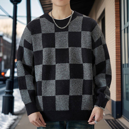 Pull en maille avec motif à carreaux