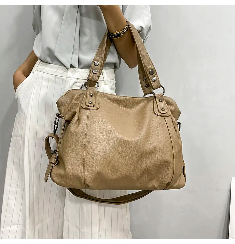 große Damen Tote Bag aus Kunstleder mit Reißverschluss