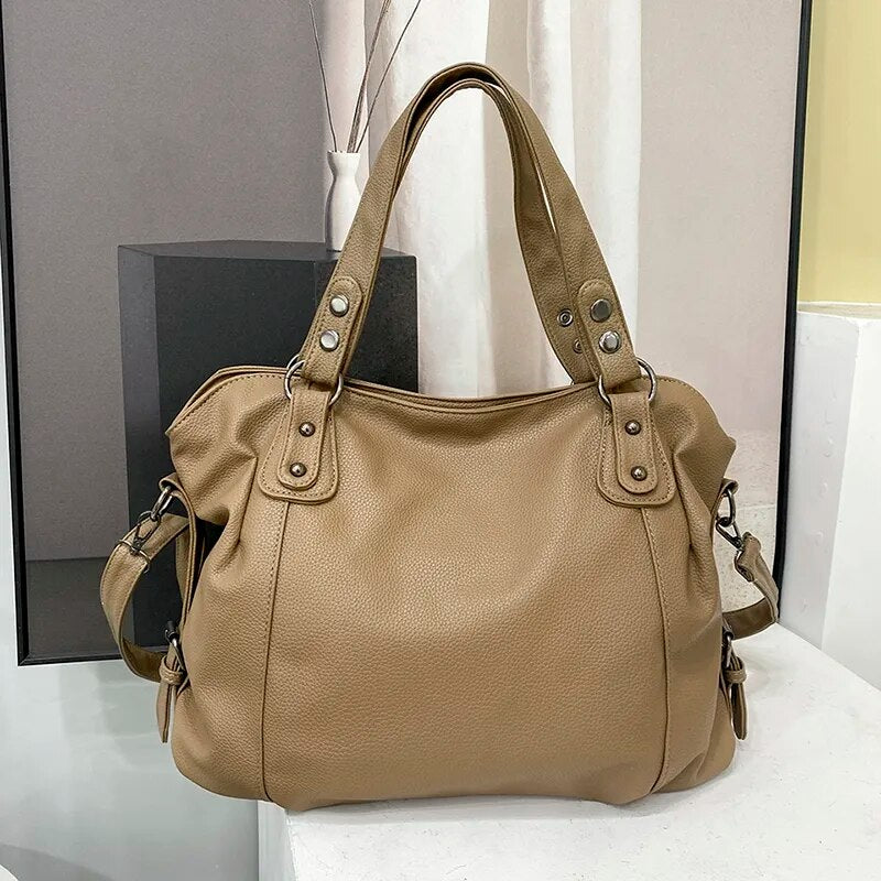 große Damen Tote Bag aus Kunstleder mit Reißverschluss