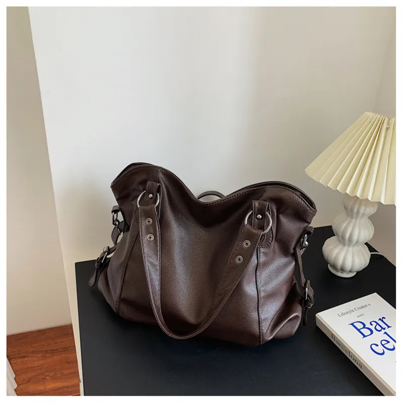große Damen Tote Bag aus Kunstleder mit Reißverschluss