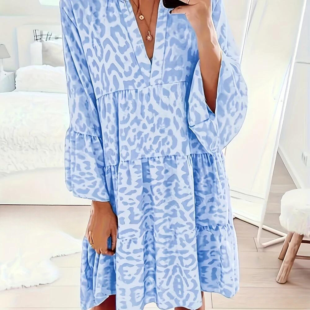 Robe boho à imprimé léopard pour femmes, taille plus