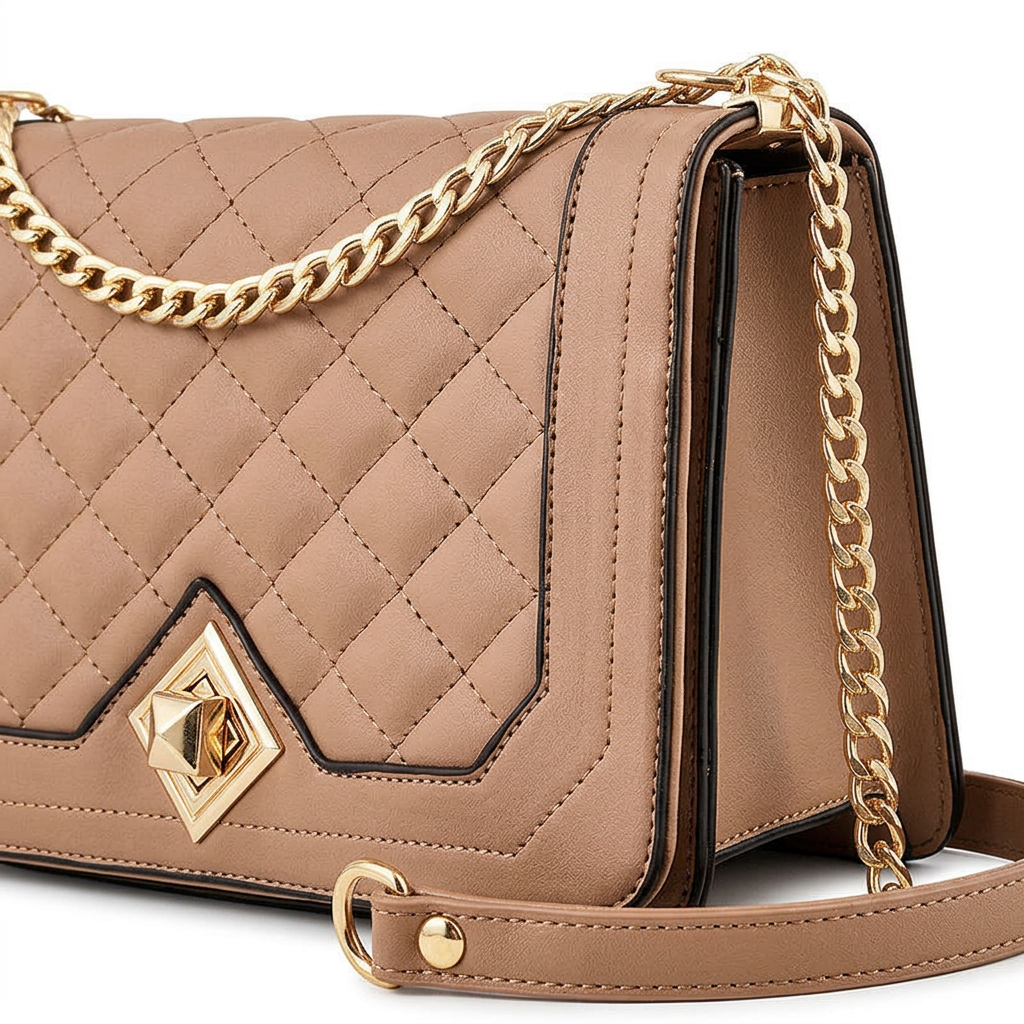 Gepolsterte Ketten-Crossbody-Tasche, Kleine Schultertasche