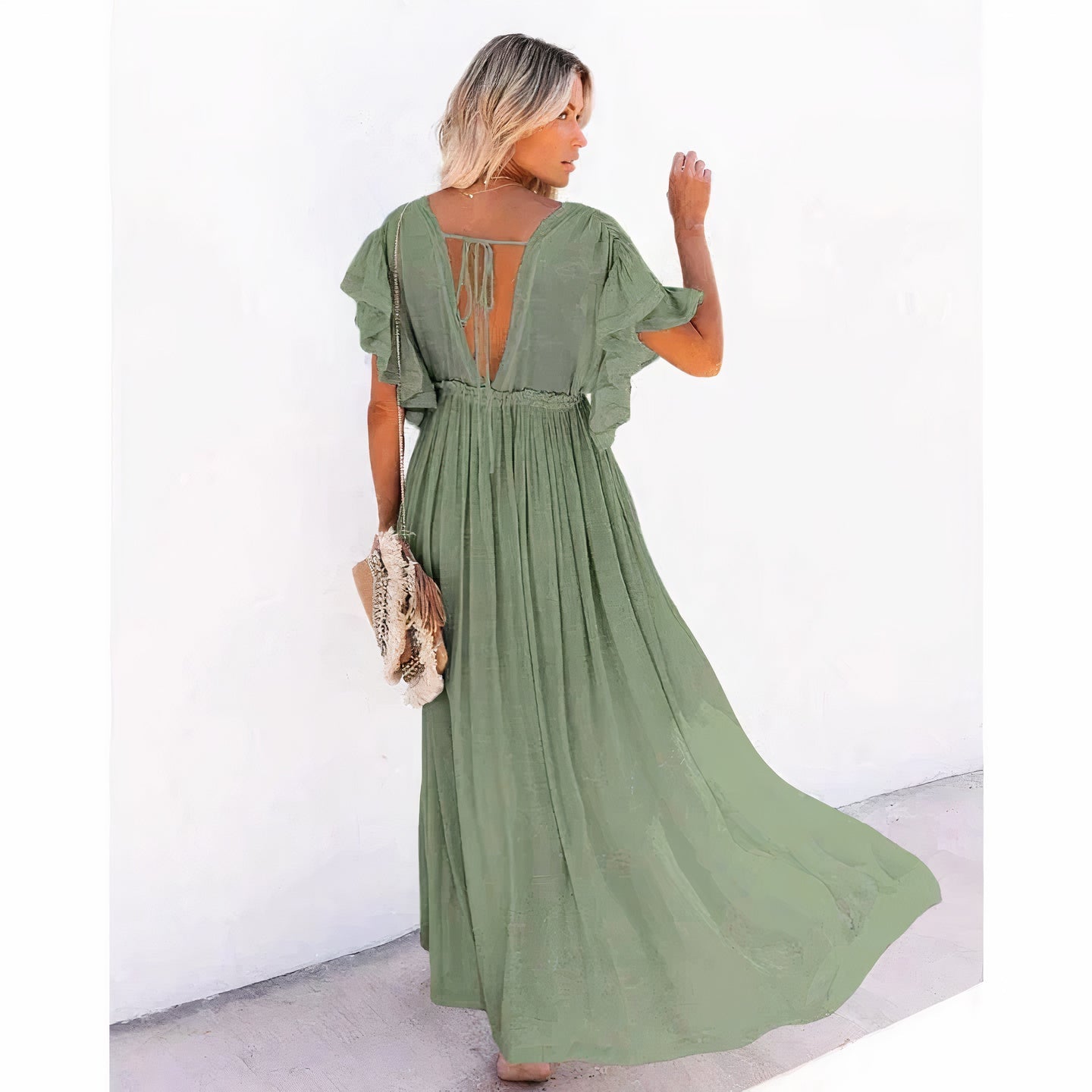 Robe de plage verte Cripes | Wilmé