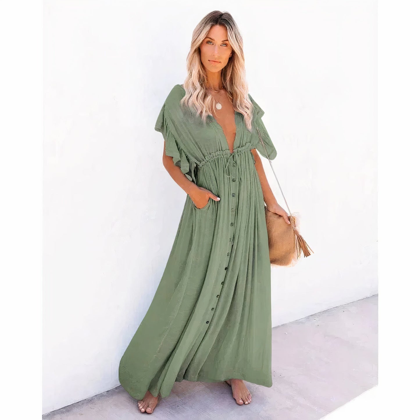 Robe de plage verte Cripes | Wilmé