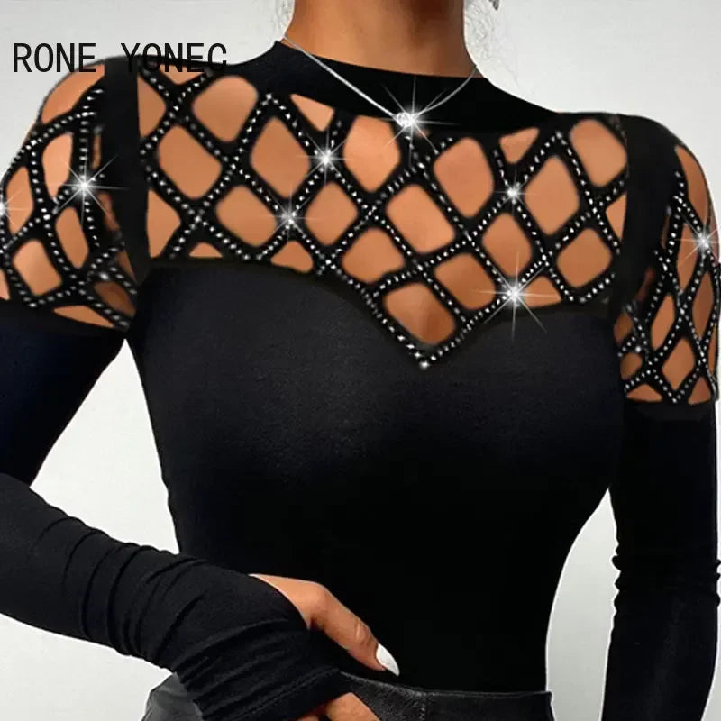 Victoria™ l Chic Strass Croisé Manches Longues