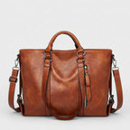 Große vegane Leder-Arbeits Tasche mit Crossbody-Gurt