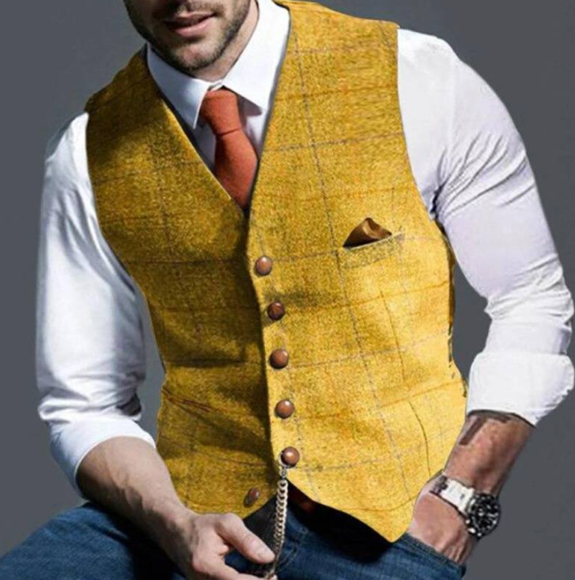 Gilet à carreaux pour homme