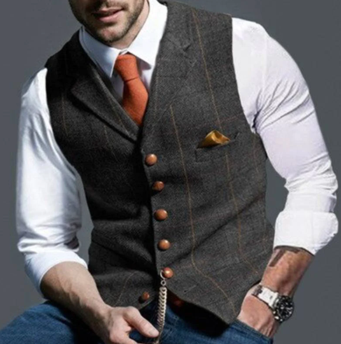 Gilet à carreaux pour homme