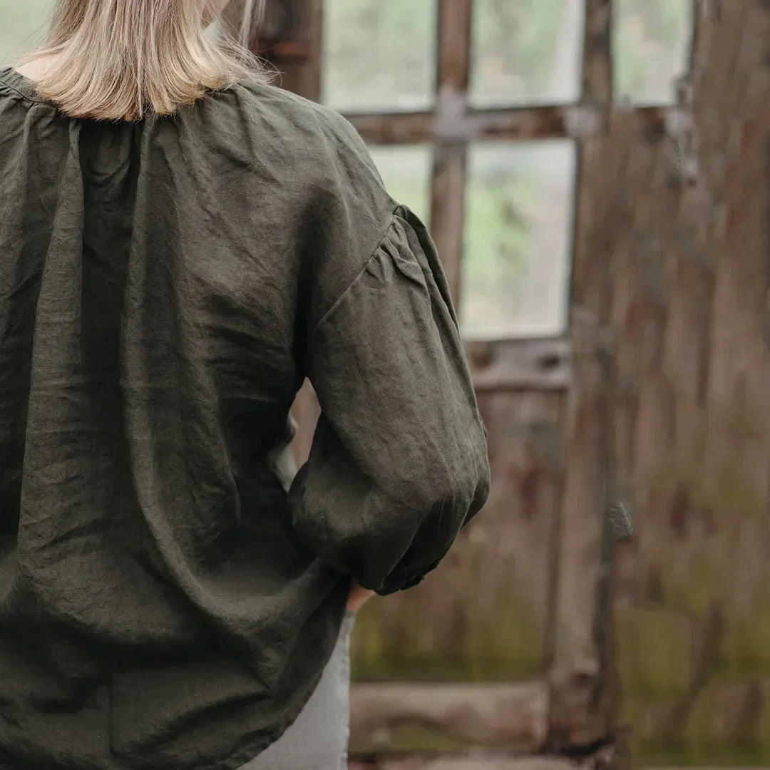 Blouse en lin à manches longues pour femme