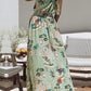 Robe à la mode à imprimé floral vert et encolure ronde