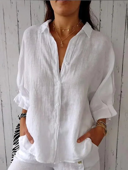 Chemise à motif noué en coton et lin