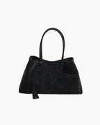 Große Wildleder Schultertasche, Damentasche für die Arbeit mit Bindungsdetail