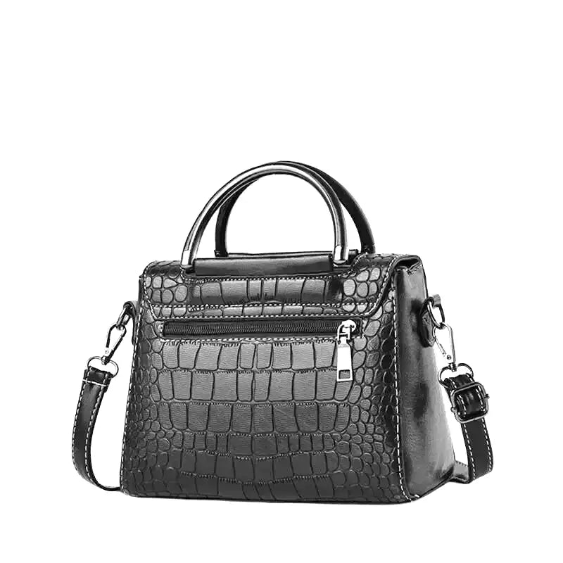 Kleine Croco Quadratische Handtasche aus Leder