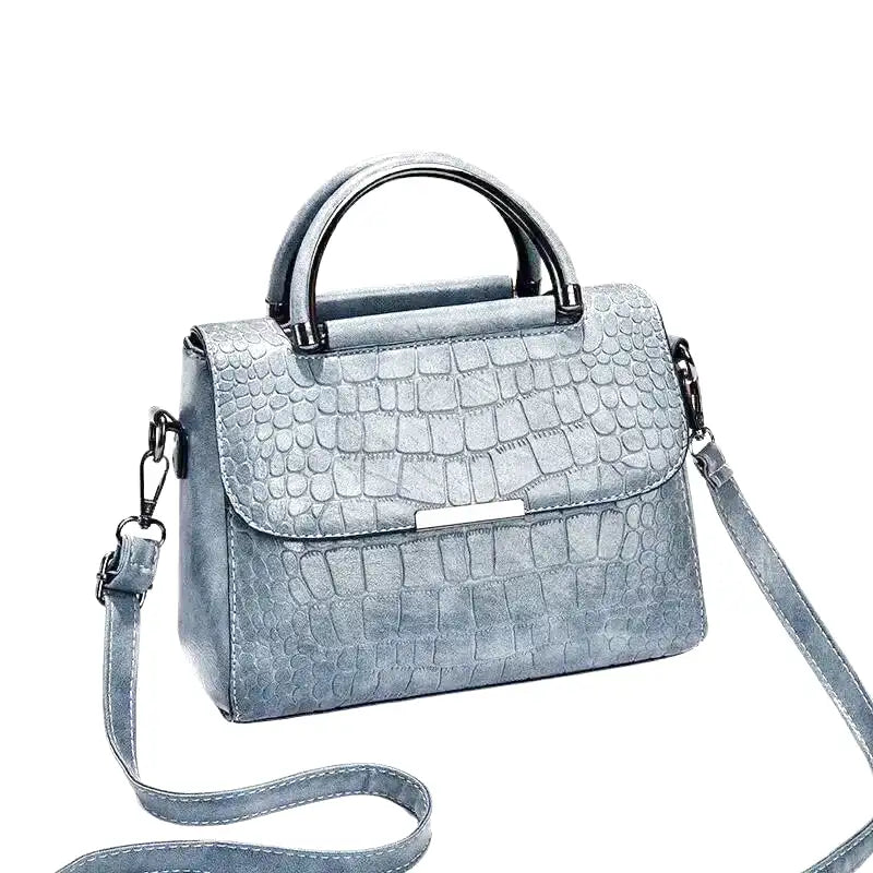 Kleine Croco Quadratische Handtasche aus Leder