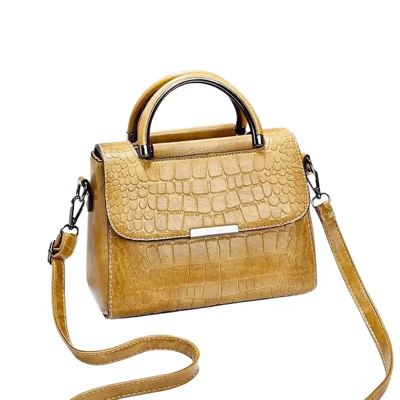 Kleine Croco Quadratische Handtasche aus Leder
