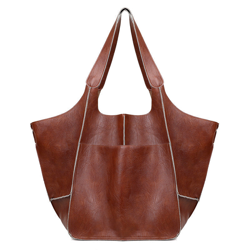 Übergroße Leder-Schultertasche für Frauen