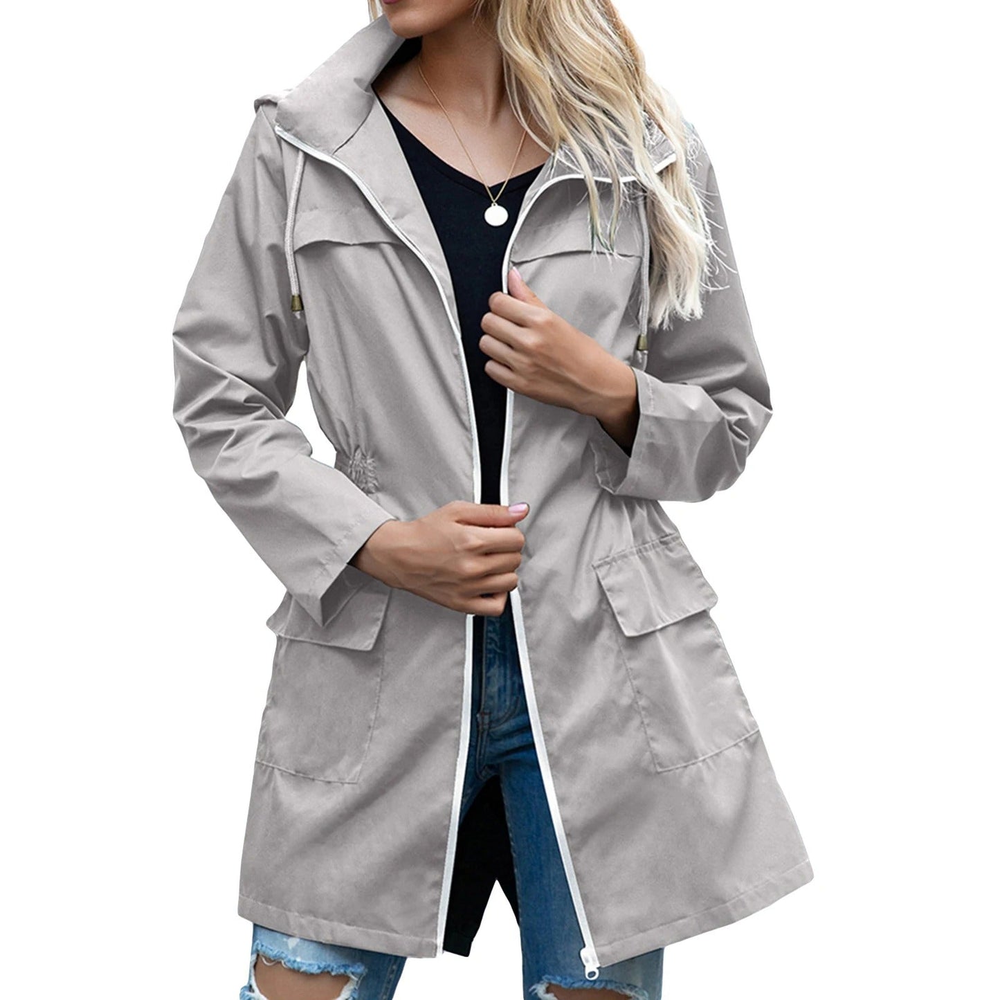 manteau d'été long, léger, imperméable et coupe-vent