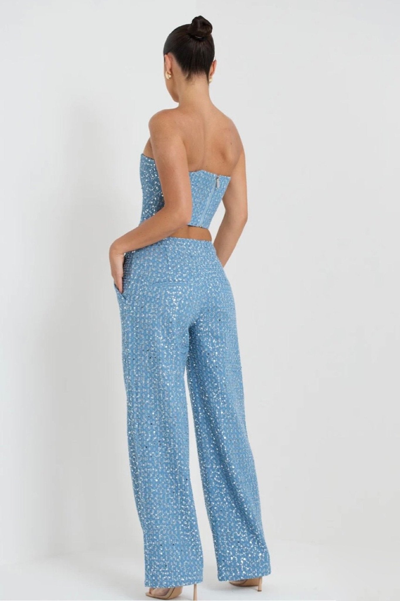 pantalon denim à paillettes Matilda