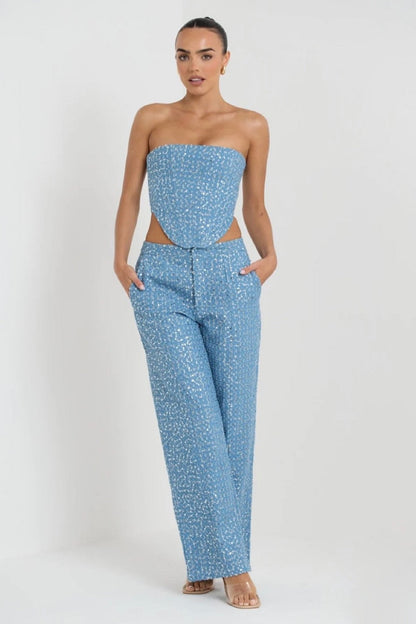 pantalon denim à paillettes Matilda