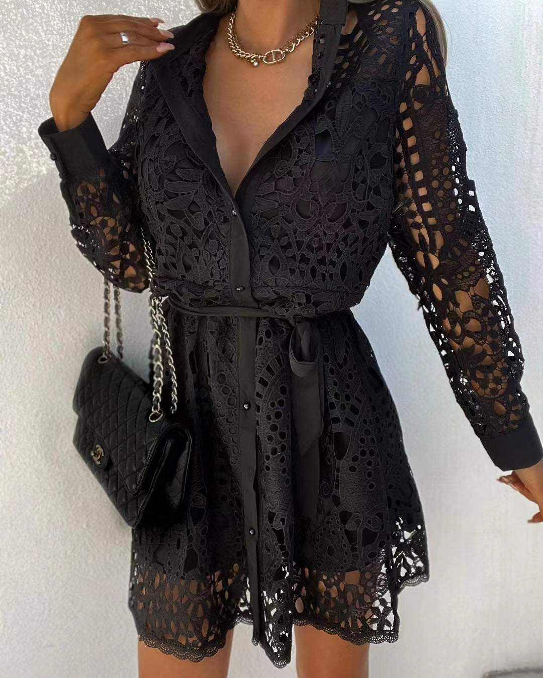 Robe chemise à lacets