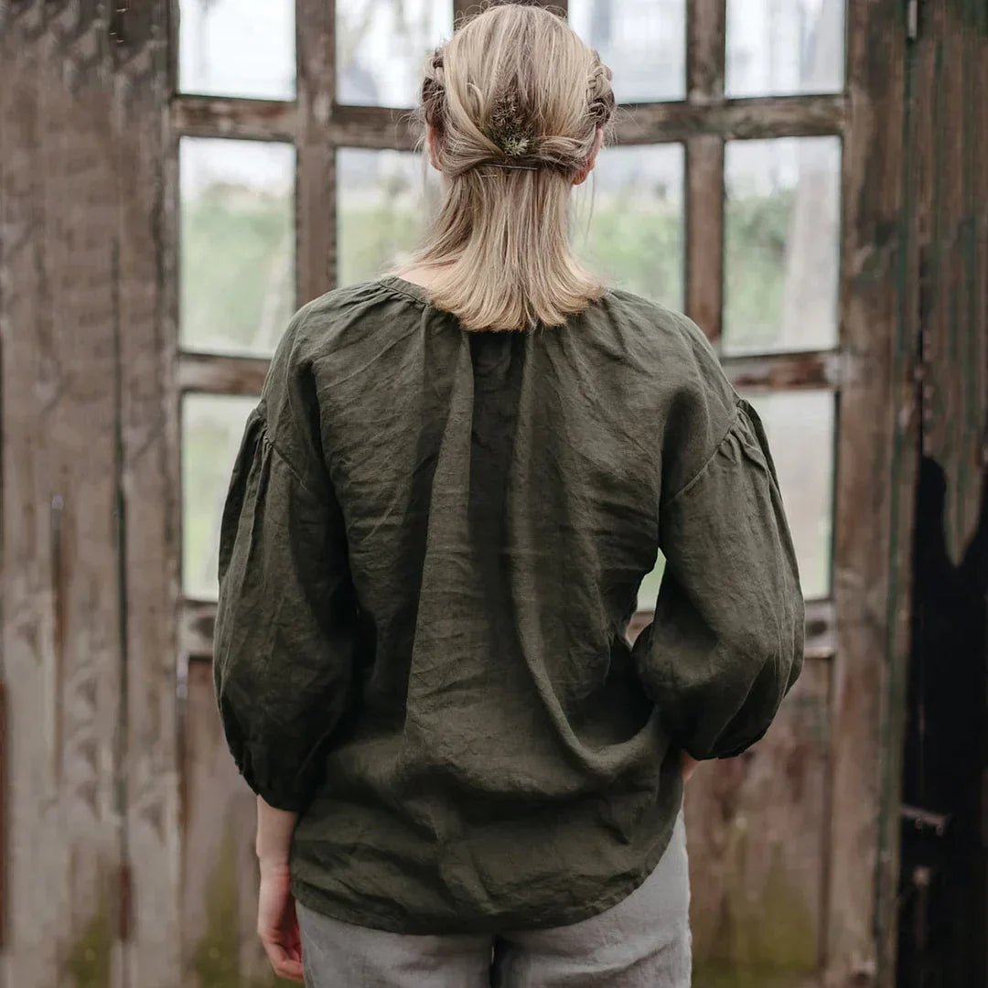 Blouse en lin à manches longues pour femme