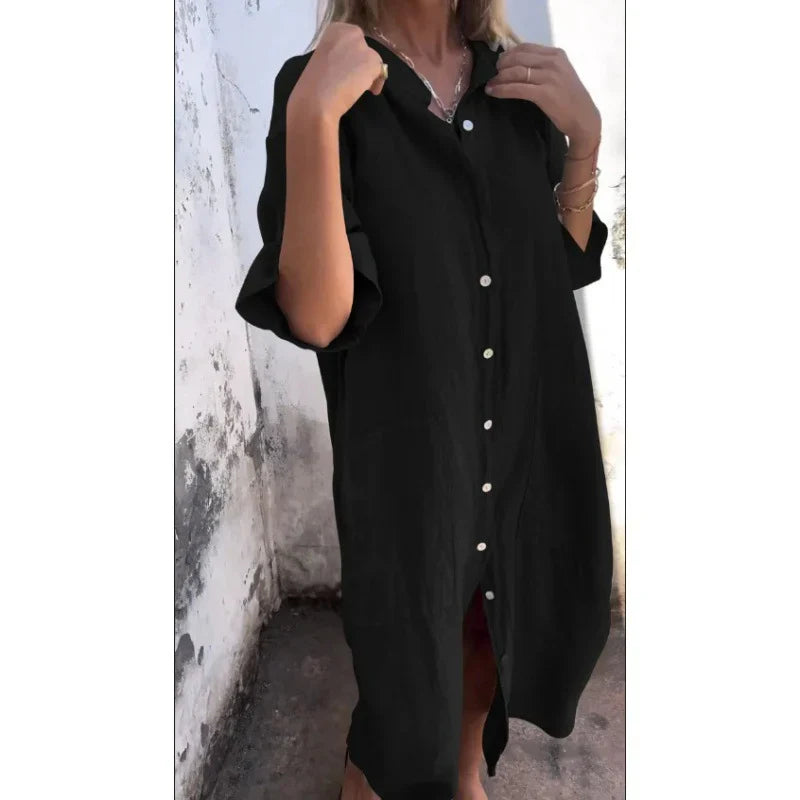 Robe longue décontractée de style chemise