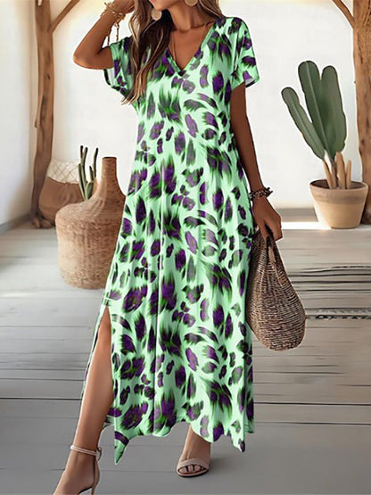Cripes - Robe longue imprimé feuilles avec fente