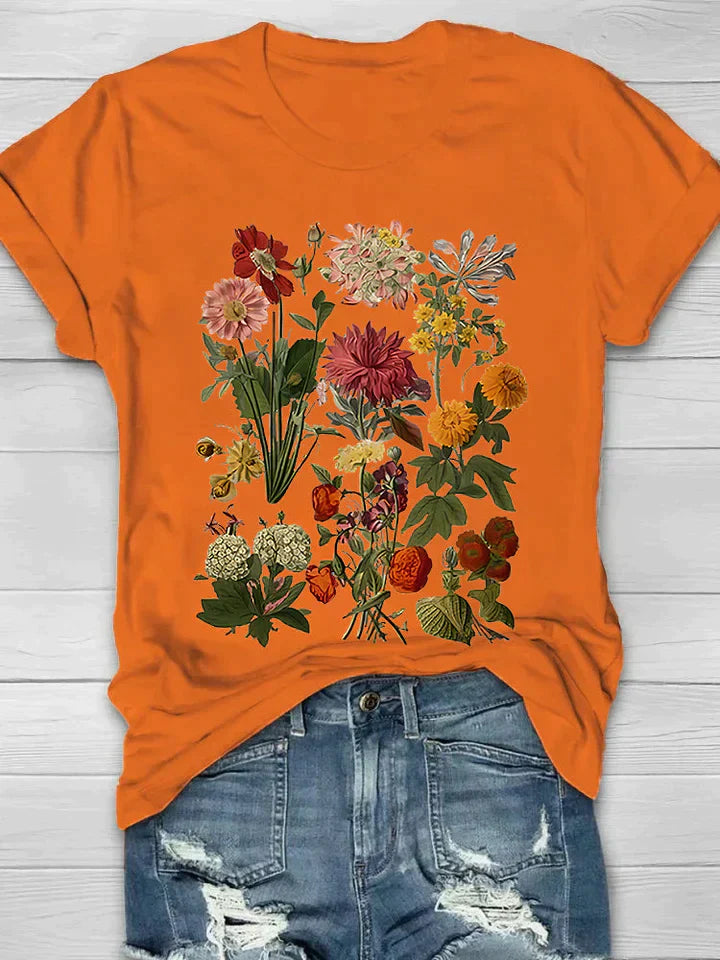 T-shirt vintage à imprimé floral pour femme