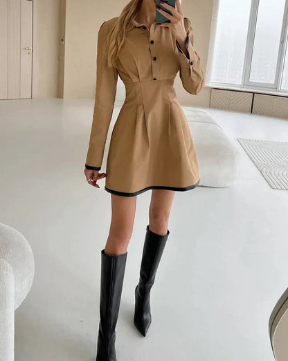 Crêpes | Robe confortable à manches longues et taille