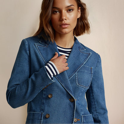 Cripes Denim Blazer Avec Boutons Dames