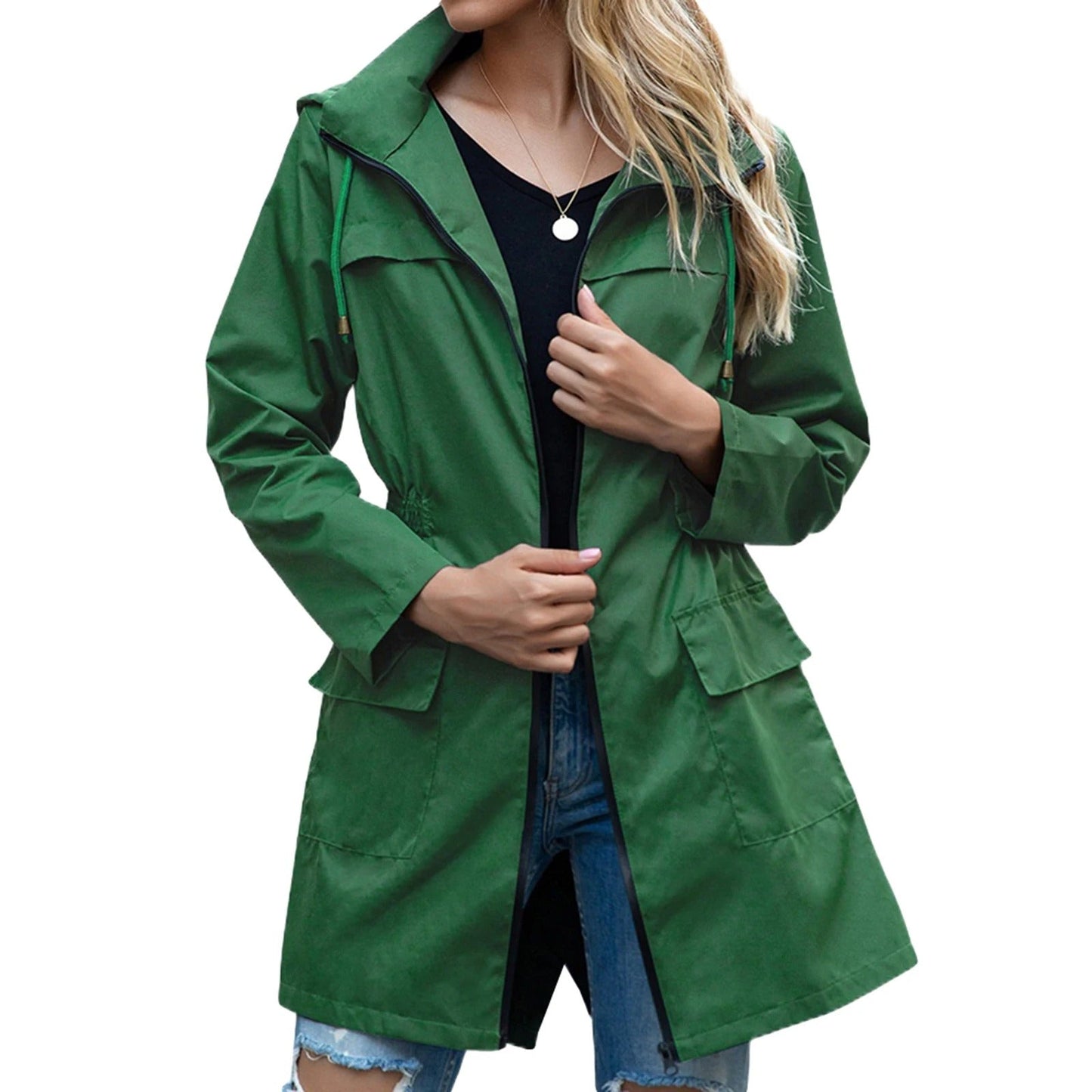 manteau d'été long, léger, imperméable et coupe-vent