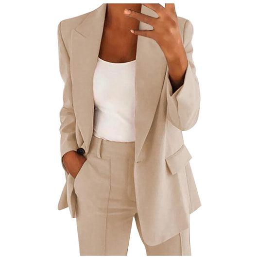 Cripes – ensemble de costume pour femme, couleur unie, avec veste de costume, Blazer et pantalon