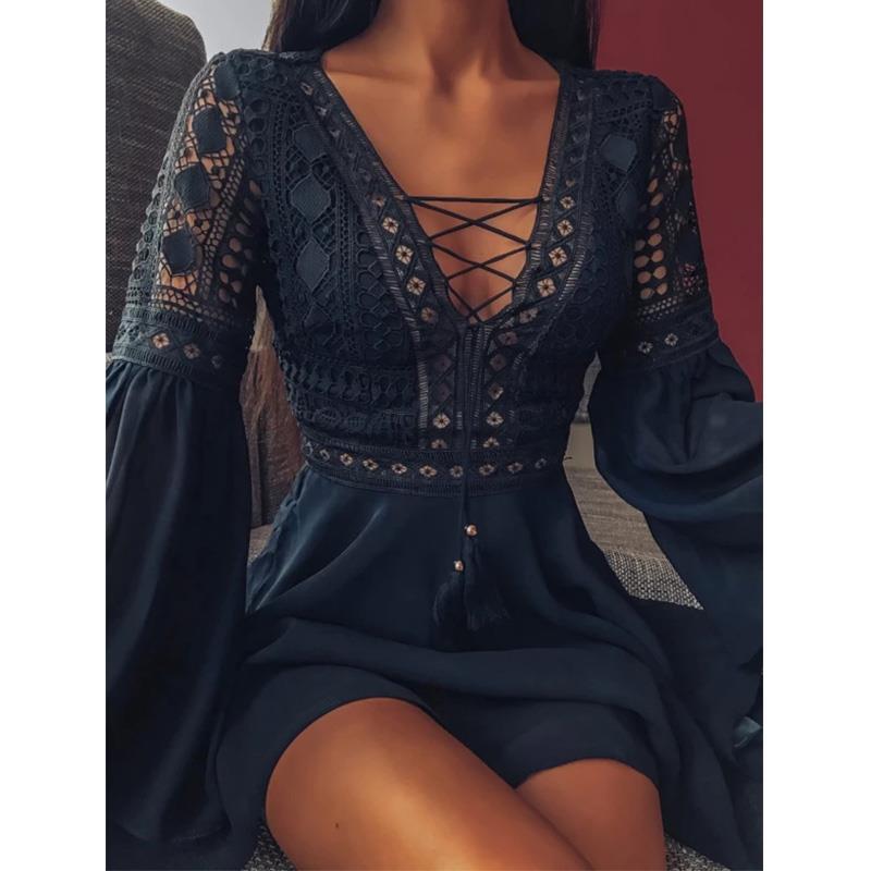 Robe chemise à lacets