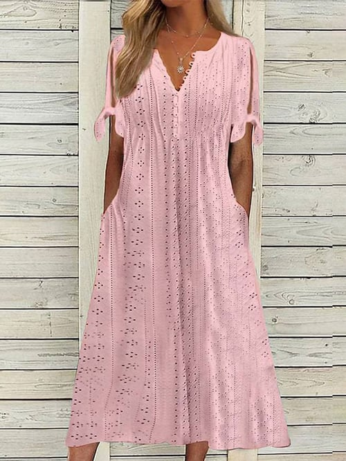 Robe en Dentelle Unie de Style Resort pour Femme