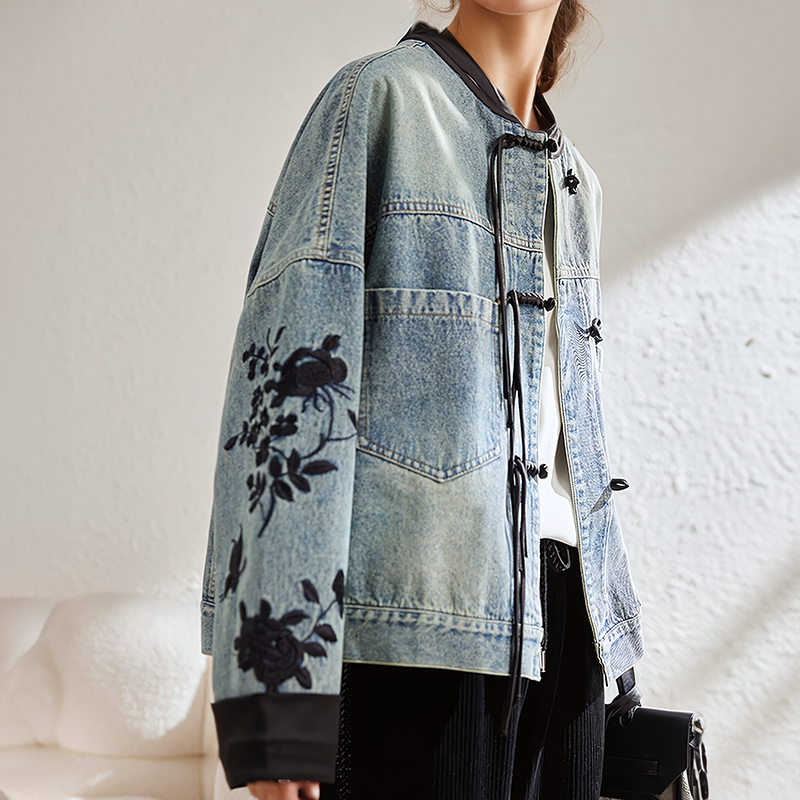 Veste en jean à fleurs vintage