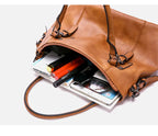 Große Kapazität Vintage Weiche Lederhandtasche mit Schultergurt