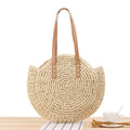 Einfache runde Schultertasche Strohtasche Sommer Strandtaschen